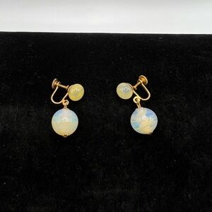 Vintage Japan Opaline Glass Screw Back Earrings